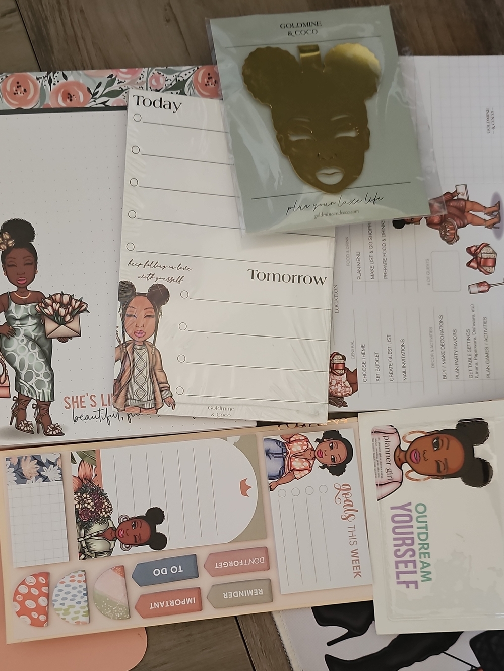 Goldmine & Coco Stationery Set - Peyton Notepads,Sticky Notes, Bookmark